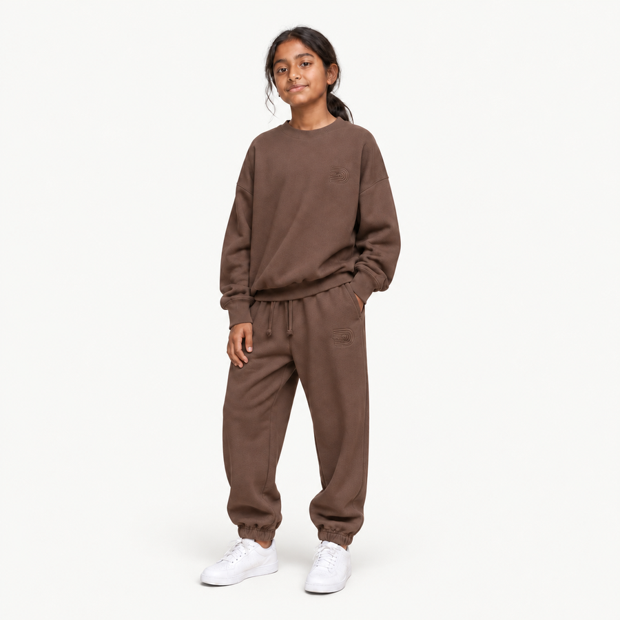 Girls' Calor coordinated brown sweatshirt and sweatpants