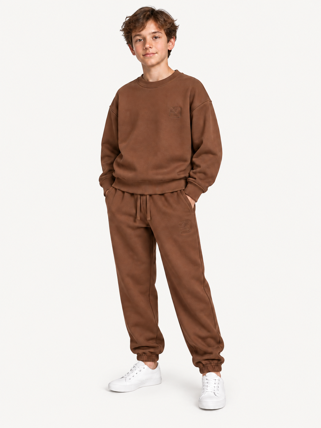 Boys Sweats Brown Model — Sweatshirt and sweatpants · fashion model