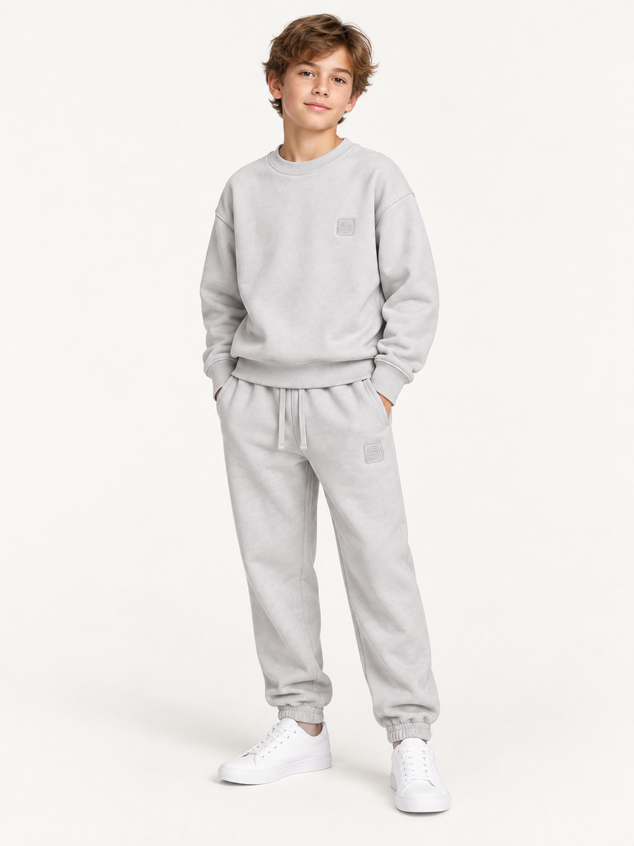 Boys Sweats Gray Model — Sweatshirt and sweatpants · fashion model