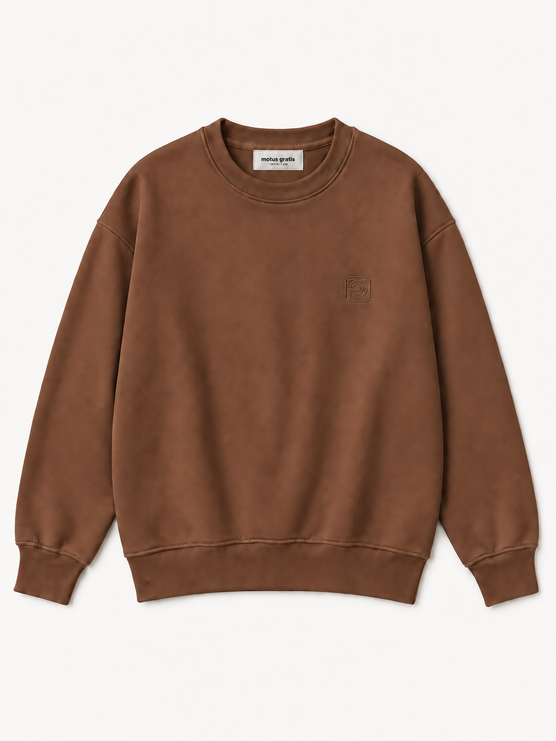 Brown Infinitum sweatshirt — Men and women · Infinitum neck label