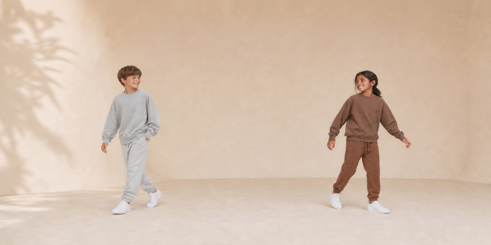 Youth Modus Gratis coordinated gray and brown outfits