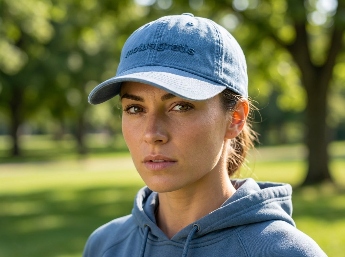 Vita cap - Blue on Blue - on-model lifestyle view