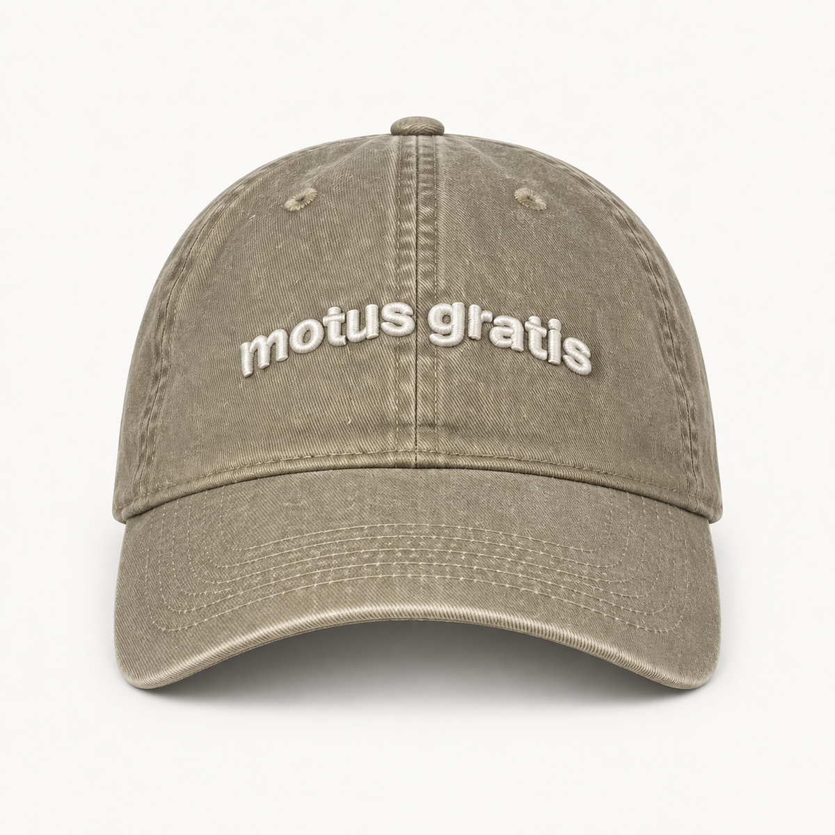 Vita cap - White on Tan - front product view