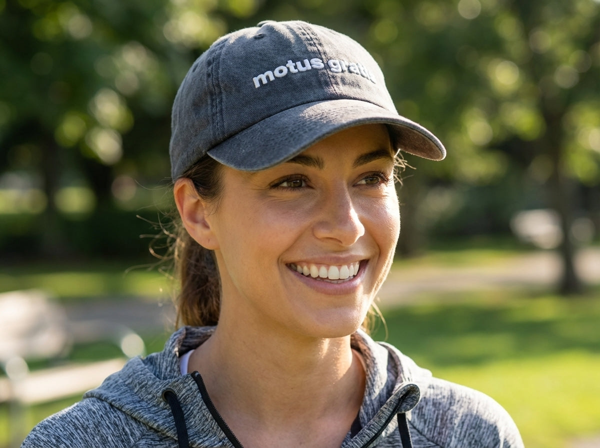 Vita cap - White on Black - on-model lifestyle view